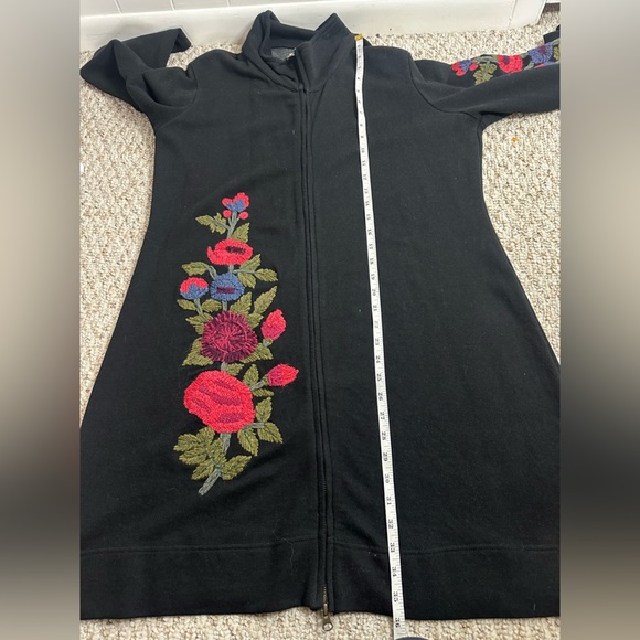 Anthropologie Caite black embroidered knee length full zip boho jacket XL - Picture 8 of 9